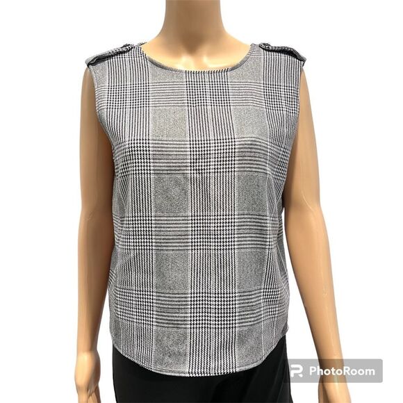 Zara Women’s Sleeveless Tweed Plaid Top Blouse Size Large - Picture 1 of 7